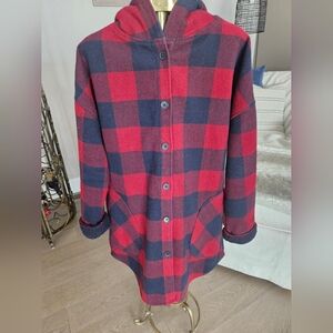 Bundle 3/$50. Plaid Hooded Jacket in Red and Navy BLUE
